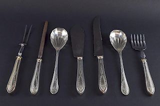 Two modern silver serving spoons with bright cut decoration, Sheffield 1959, makers Viner's Ltd (Emile Viner), 6.7ozt/ 208g, 