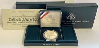 1994 Women In Military Service For America Memorial Proof Silver Dollar
