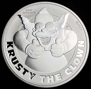 2020 Tuvalu "Krusty The Clown" .999 Silver 1 ozt Dollar
