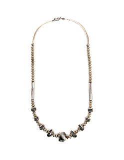 Jack Tom (b. 1948) - Navajo Silver Beaded Necklace c. 2000s, 26" length (J15548)