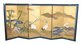 Large Antique Japanese Screen
