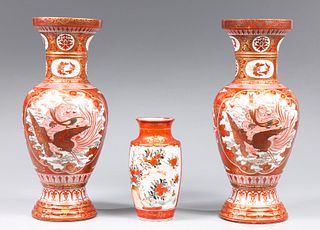 Group of Three Antique Japanese Kutani Vases