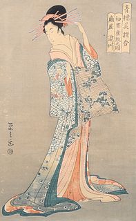 Eishi Hosoda (1756 - 1829) Attributed, Courtesan Takigawa