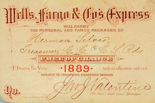 1889 Wells Fargo & Co Exchange Ticket.