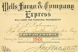1901 Wells Fargo & Co. Exchange Ticket.