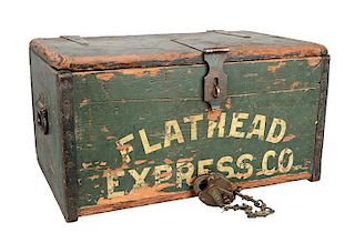 Flathead Express Co. Wood Strong Box & Wells Fargo Padlock