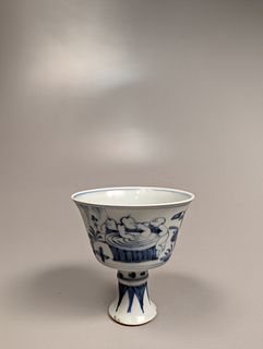 Early Ming-Style Blue and White Stem Cup