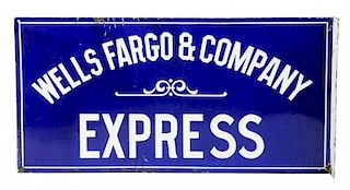 Wells Fargo Express Porcelain Flange Sign.