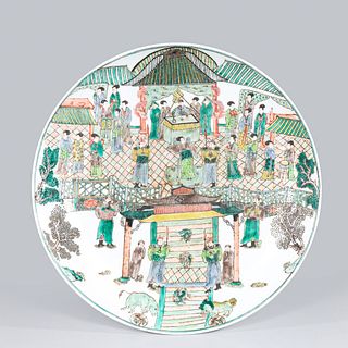 Large Chinese Enameled Porcelain Charger Bowl