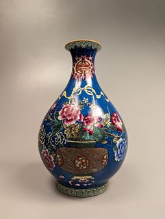 Qianlong-Style Enameled Porcelain Yuhu Vase