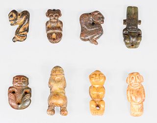 Group of Eight Archaic Chinese Style Carved Hardstone Figures