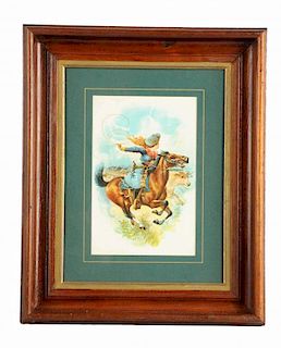 Lithographed Cowgirl Print.