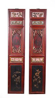 Pair Chinese Carved Wood Panels