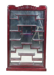 Vintage Chinese Mirrored Curio Display Shelf