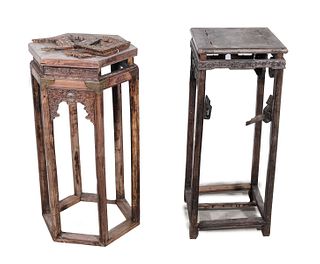 Group of Two Chinese Carved Plant Stands
