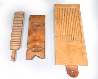 Group of Three Carved Primitive Washboards