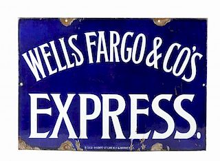 Wells Fargo Express Single Sided Porcelain Sign.
