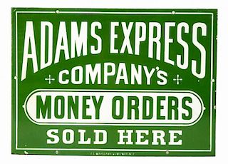 Adams Express Co. Money Order Porcelain Sign.