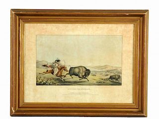 Peter Rindisbacher "Hunting The Buffalo" Lithograph.