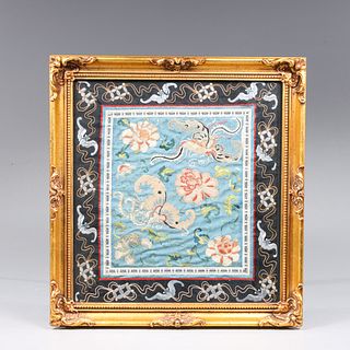 Antique Chinese Forbidden Stitch Panel