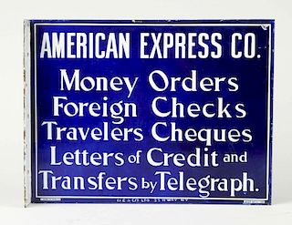 American Express Porcelain Advertising Flange Sign.