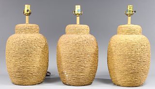 Group of Three Basket Table Lamps