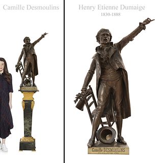 19th C. Bronze Sculpture Of Camille Desmoulins, Henry Etienne Dumaige Signed