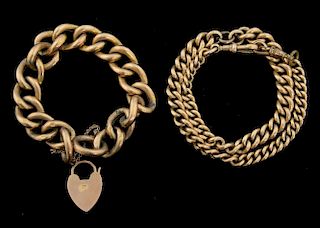 Edwardian 9ct gold chain and bracelet