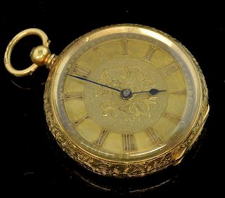 19th century 18ct gold Continental  open faced pocket watch