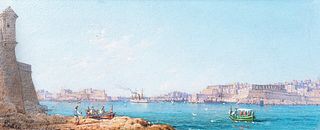  VIEW OF THE GRAND HARBOUR OIL PAINTING