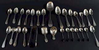 Victorian fiddle pattern caddy spoon, London, 1862, spoon and various flatware, 15oz, 466g,
