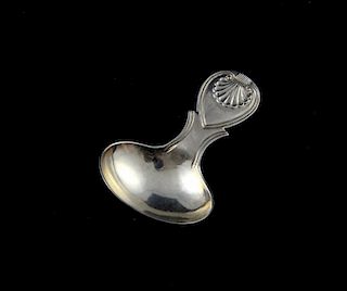 George IV king's pattern caddy spoon, Birmingham 1822, maker Joseph Willmore, .72ozt/22.4g,