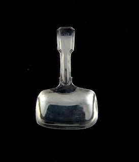 George IV caddy spoon of rectangular form, Birmingham 1827, makers Joseph Willmore, .33ozt/ 10.4g,