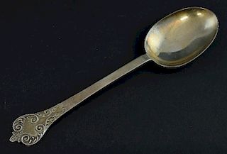Art Nouveau Britannia standard silver spoon, by Thomas Bradbury & Sons London 1900, 62g, 2oz,