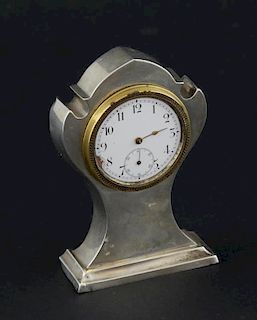 George V silver cased mantel clock by William Atkinson, Birmingham, 1911,