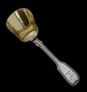 George IV silver crested scoop form caddy spoon by Eley & Fearn, London, 1822,