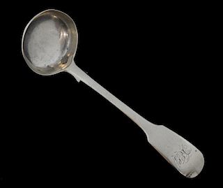 Victorian silver fiddle pattern sauce ladle by WE, London, 1841,