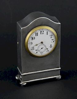 Edward VII silver cased mantel clock by SB, Birmingham, 1909,