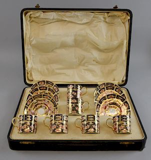 Royal Crown Derby teaset, Imari pattern, six cups and six saucers, in fitted case.