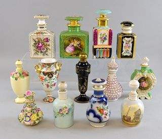 Collection of porcelain and glass scent bottles (12)