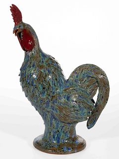 SIGNED "CHARLIE WEST", GEORGIA FOLK POTTERY ROOSTER