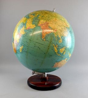 Philips Terrestrial Globe Diameter 48cm , scale 1: 26,000,000 on mahogany stand