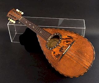 Early 20th century rosewood mandolin, label reading Pietro  Tonelli 61cm