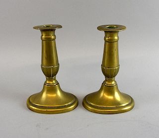 Pair of 18th century style brass candlesticks 15cm