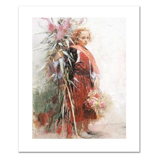 Pino (1939-2010), "Flower Child" Limited Edition on Canvas, Numbered and Hand Signed with Certificate of Authenticity.