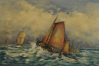 19th century English school, shipping scene unsigned watercolour 27cm x 40cm