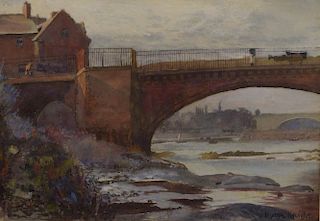 § J Brixton Knight, river scene, signed watercolour, 23cm x 33cm