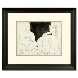 Picasso (1881-1973), "Human Comedy (27.1.54.I)" Framed Lithograph with Letter of Authenticity.