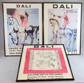 Four Dali gallery prints, 70cm x 40cm each,