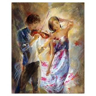Lena Sotskova, "Summer Breeze" Hand Signed, Artist Embellished Limited Edition Giclee on Canvas with COA.